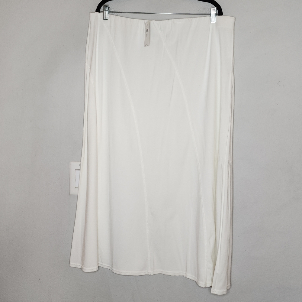 NWT J. Jill Pull On White Maxi Skirt Jersey Modal Cotton Size XL